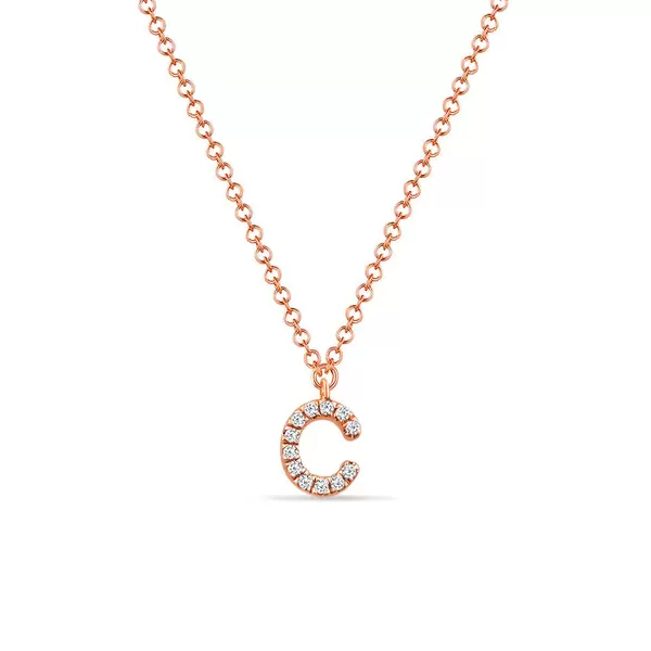 Leaf Jewelry Halskette Letter "C", 14 K Rosegold mit Diamanten JETZT KAUFEN