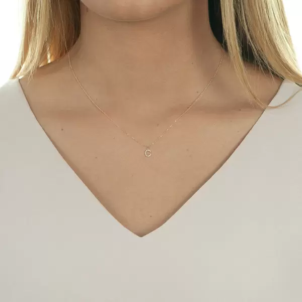 Leaf Jewelry Halskette Letter "C", 14 K Rosegold mit Diamanten JETZT KAUFEN