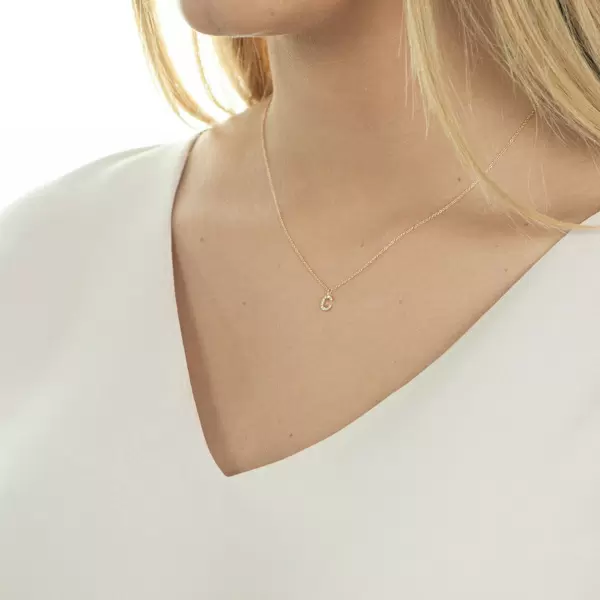 Leaf Jewelry Halskette Letter "C", 14 K Rosegold mit Diamanten JETZT KAUFEN