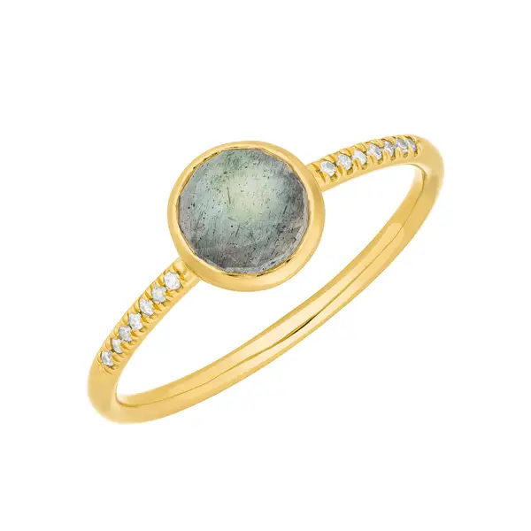 Leaf Jewelry Ring Labradorit mit Diamanten, 14K Gelbgold Neueste Stile