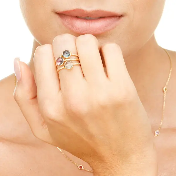 Leaf Jewelry Ring Labradorit mit Diamanten, 14K Gelbgold Neueste Stile