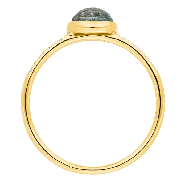 Leaf Jewelry Ring Labradorit mit Diamanten, 14K Gelbgold Neueste Stile