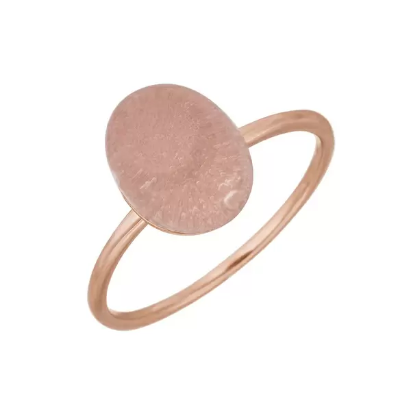 Leaf Jewelry Ring Cabochon II, 14 K Rosegold, Rosenquarz Letzte 2 Tage