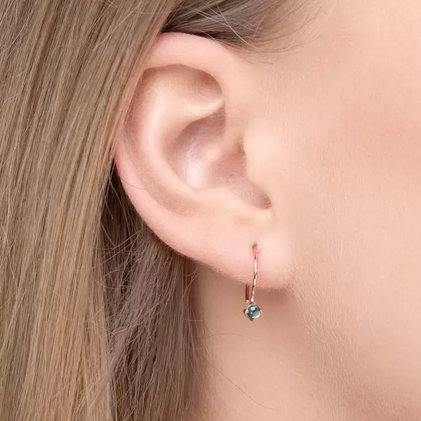 Leaf Jewelry Ohrringe Cabochon, Blaue Topas, 14 K Gelbgold Letzter Tag