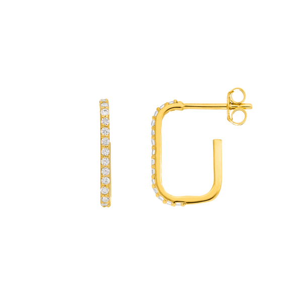 Leaf Jewelry Mini Creole Square mit Zirkonia, 18 K Gelbgold vergoldet Bis zu 65% Rabatt