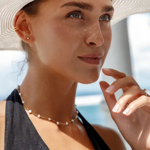 Leaf Jewelry Halskette Perle, Rosegold Vierteljährliche Förderung