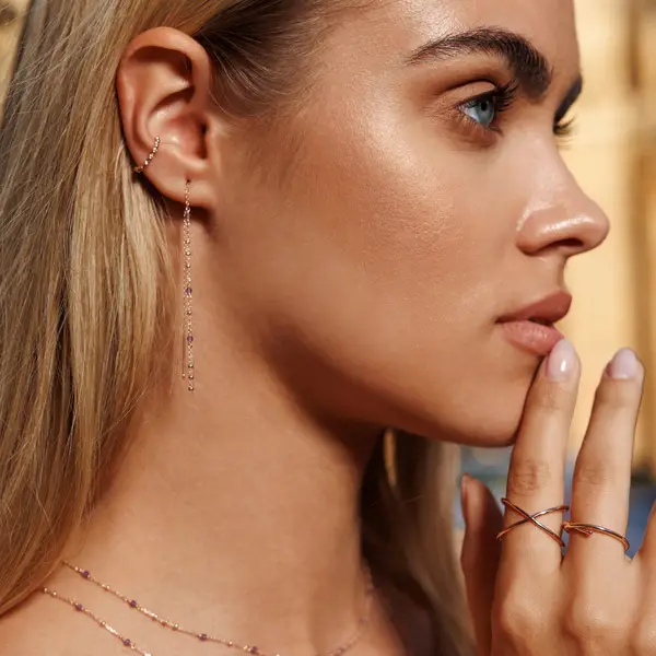 Leaf Jewelry Ohrhänger Flying Gems, Grüner Achat, 18 K Rosegold vergoldet 50% Rabatt mit kostenlosem Versand