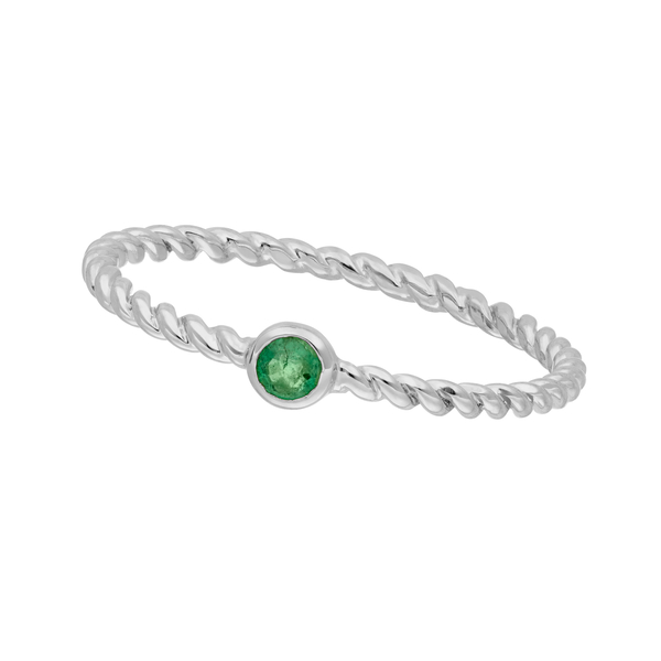 Leaf Jewelry Ring Twist Smaragd, 14K Weißgold Kostenloser Versand international