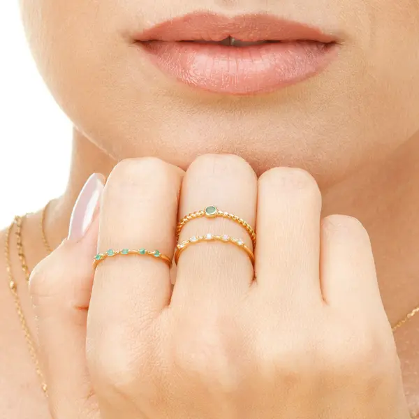 Leaf Jewelry Ring Twist Smaragd, 14K Weißgold Kostenloser Versand international