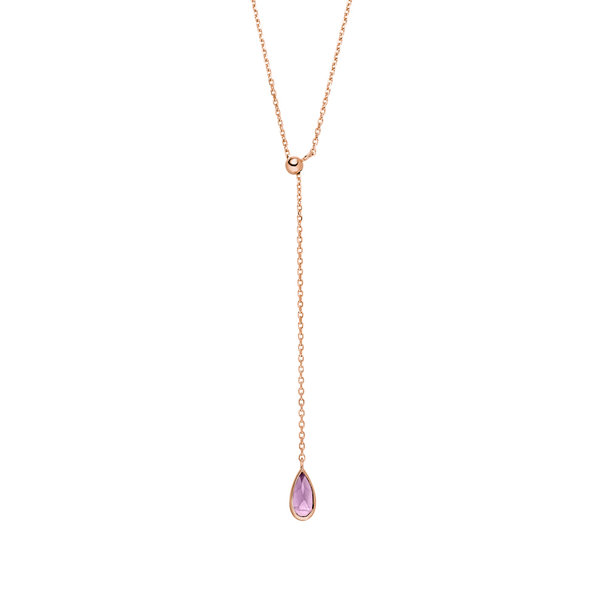 Leaf Jewelry Y-Halskette Gem Drop, Amethyst, 18 K Rosegold vergoldet Black Friday Preise