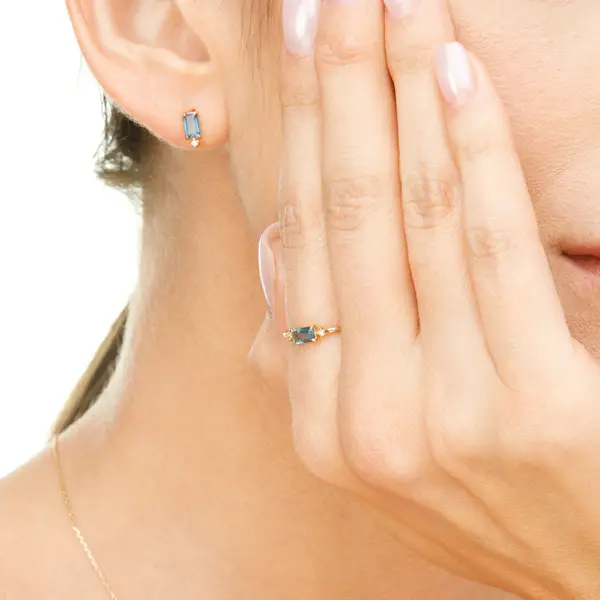 Leaf Jewelry Ring London Blue Topas, 14K Gelbgold Auslauf