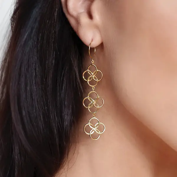 Leaf Jewelry Ohrhänger Clover Charm, 18 K Rosegold vergoldet Verkauf