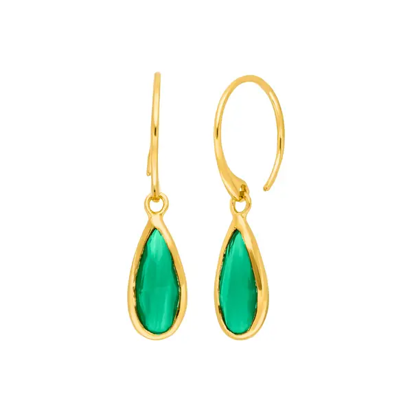 Leaf Jewelry Ohrhänger Gem Drop, Grüner Achat, 18 K Gelbgold vergoldet Hotsell