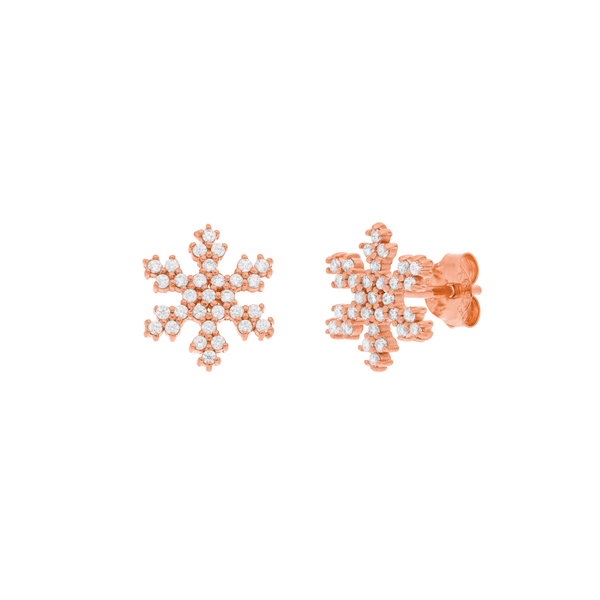 Leaf Jewelry Ohrstecker Snowflake, 18 K Rosegold vergoldet Meist gekauft