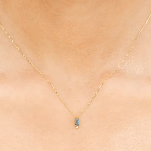 Leaf Jewelry Halskette London Blue Topas, 14K Gelbgold Kostenloser Versand