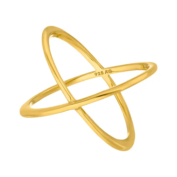 Leaf Jewelry Ring X Cross, 18 K Gelbgold vergoldet, Größe 54 Limitierter Zeitrabatt