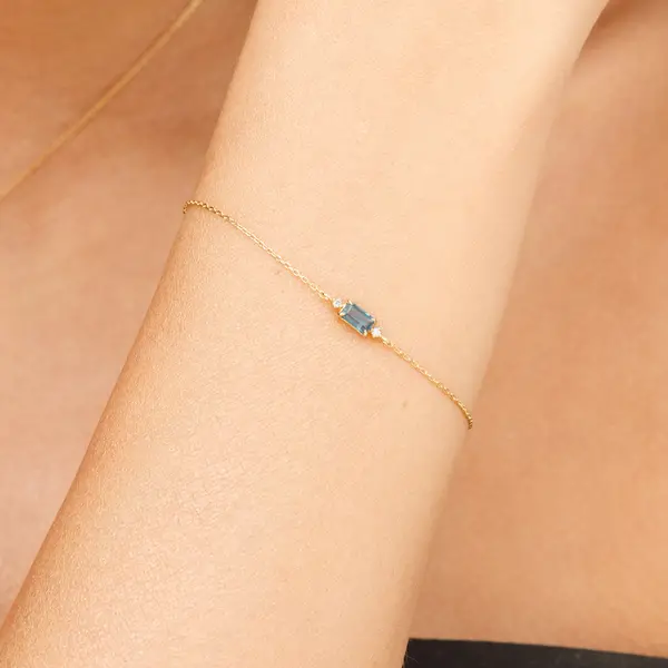 Leaf Jewelry Armkette London Blue Topas, 14K Gelbgold Fabrikpreis