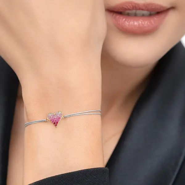 Leaf Jewelry Glücksarmband Pink Valentine, 18 K Gelbgold vergoldet, Fuchsia Günstig kaufen