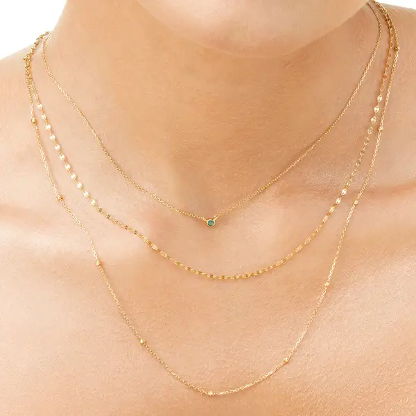 Leaf Jewelry Halskette Smaragd, 14K Gelbgold Black Friday