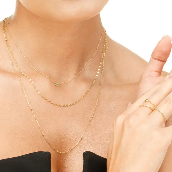 Leaf Jewelry Halskette Smaragd, 14K Gelbgold Black Friday