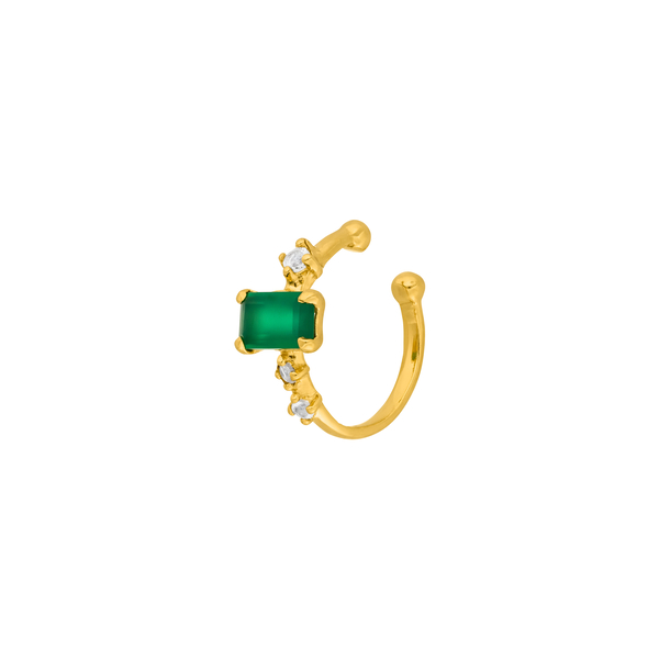 Leaf Jewelry Silber Earcuff Gorgeous Gems, Grüner Achat, Gelbgold Osterangebot