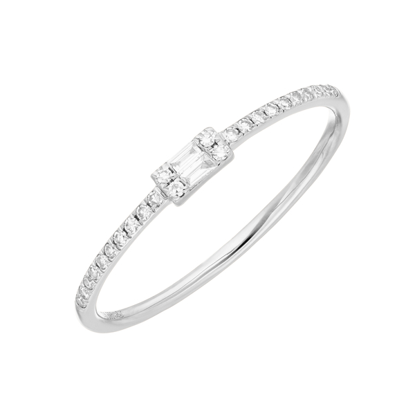Leaf Jewelry Ring mit Diamanten, Tiny Baguette, 14K Weißgold Muttertagsangebot
