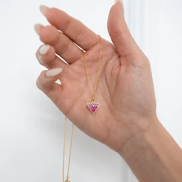 Leaf Jewelry Halskette Pink Valentine, 18 K Gelbgold vergoldet Valentinstagsangebot