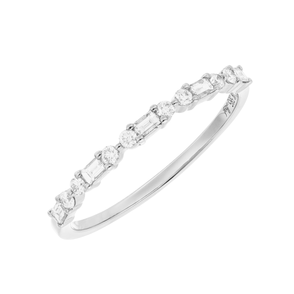 Leaf Jewelry Ring mit Baguette Diamanten, 14K Weißgold Lagerräumung