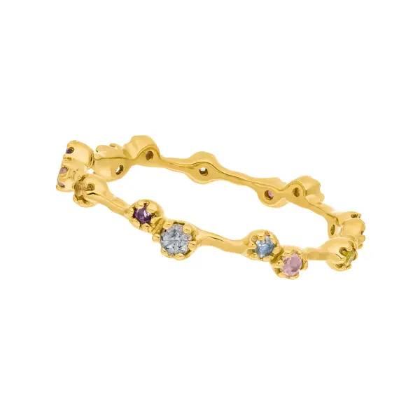 Leaf Jewelry Silber Ring, Eternity Gems, Gelbgold Blitzangebot