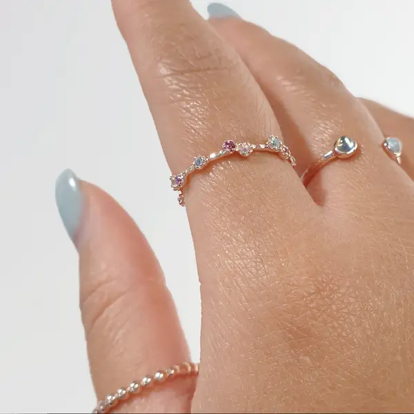 Leaf Jewelry Silber Ring, Eternity Gems, Gelbgold Blitzangebot