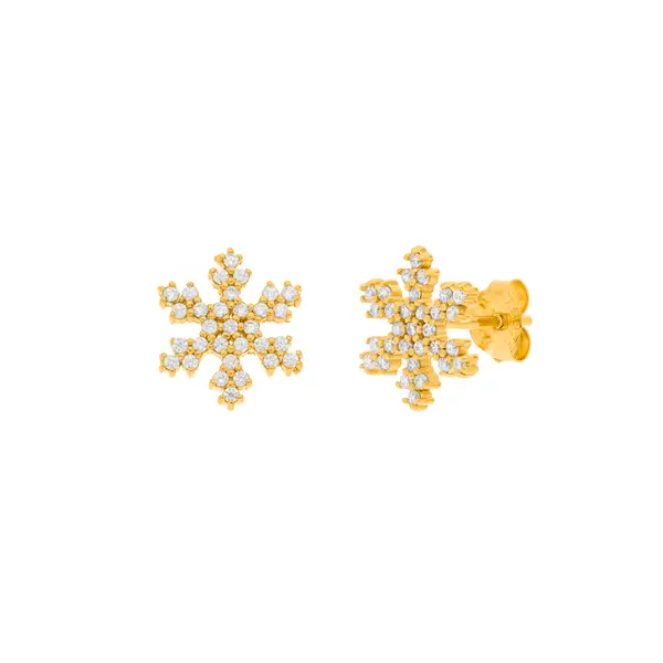 Leaf Jewelry Ohrstecker Snowflake, 18 K Gelbgold vergoldet Räumungsverkauf