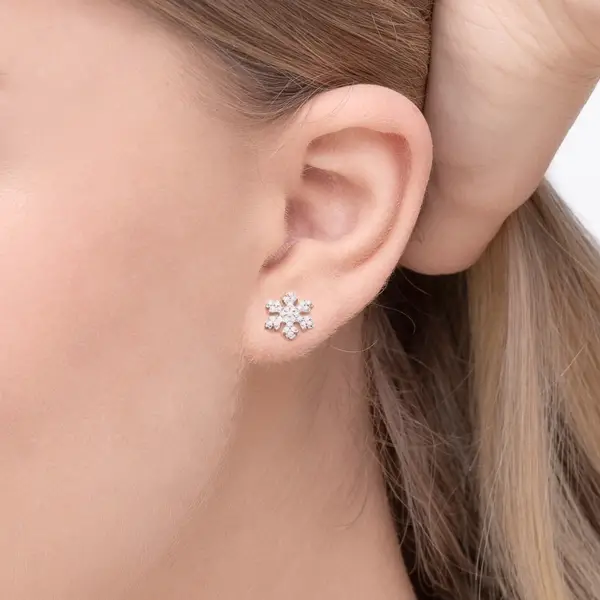 Leaf Jewelry Ohrstecker Snowflake, 18 K Gelbgold vergoldet Räumungsverkauf