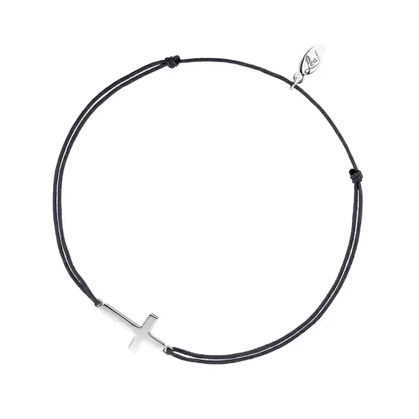 Leaf Jewelry Glücksbändchen Kreuz, 925 Sterlingsilber, Anthrazit Tiefpreis