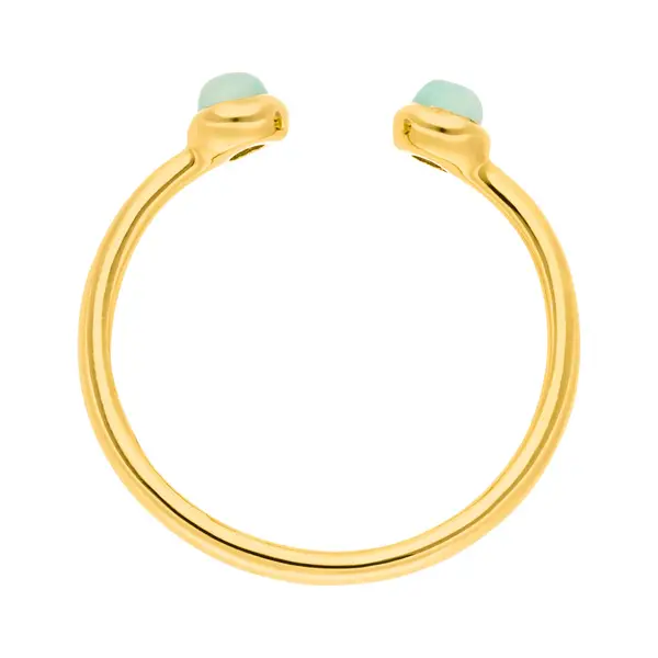 Leaf Jewelry Silber Open Ring, Amazonit, Gelbgold Nur für heute