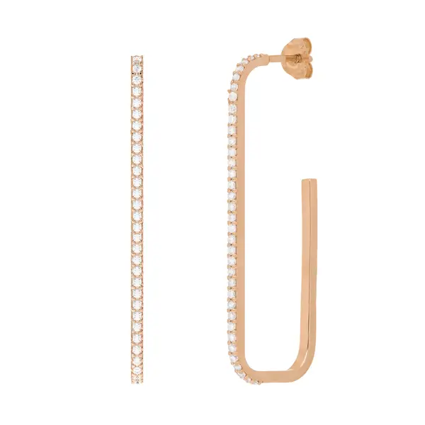 Leaf Jewelry Creole Square mit Zirkonia, 18 K Rosegold vergoldet 50% Rabatt für begrenzte Zeit