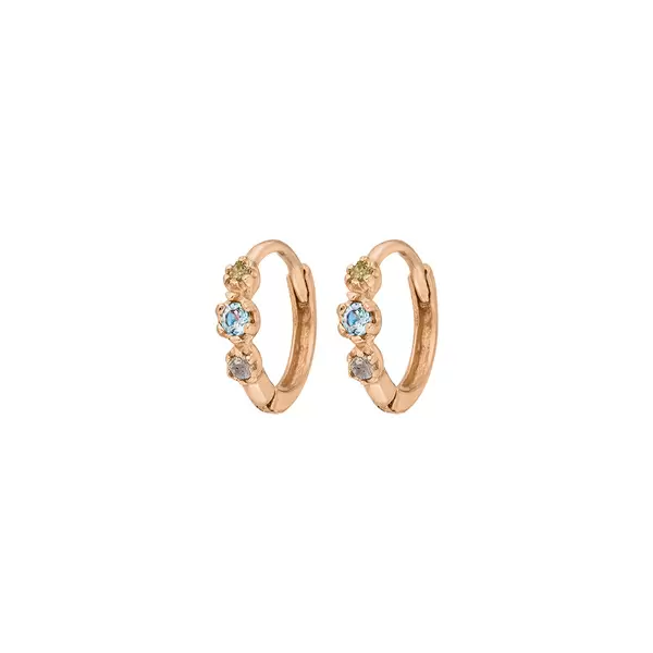 Leaf Jewelry Creole Three Gems, Blauer Topas, 18 K Rosegold vergoldet Online
