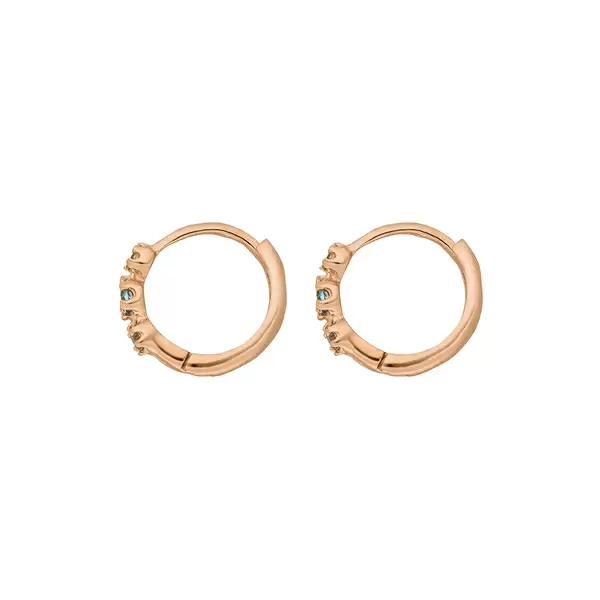 Leaf Jewelry Creole Three Gems, Blauer Topas, 18 K Rosegold vergoldet Online