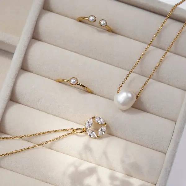 Leaf Jewelry Halskette Perlen Tropfen, 18 K Rosegold vergoldet Auslauf