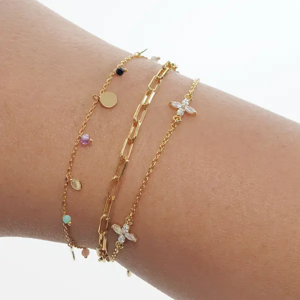 Leaf Jewelry Armkette Leaf Flower Charms, 18 K Gelbgold vergoldet Angebote