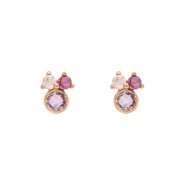 Leaf Jewelry Ohrstecker Three Gems, Amethyst, 18 K Rosegold vergoldet Kostenloser Versand