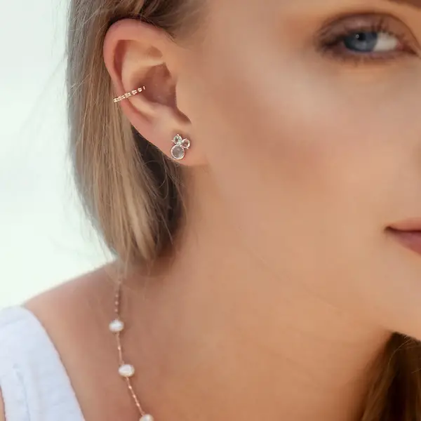 Leaf Jewelry Ohrstecker Three Gems, Amethyst, 18 K Rosegold vergoldet Kostenloser Versand