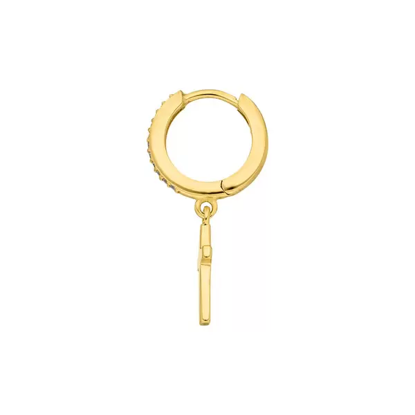 Leaf Jewelry Single Creole CROSS/Zirkonia, 18 K Gelbgold vergoldet Rabatt