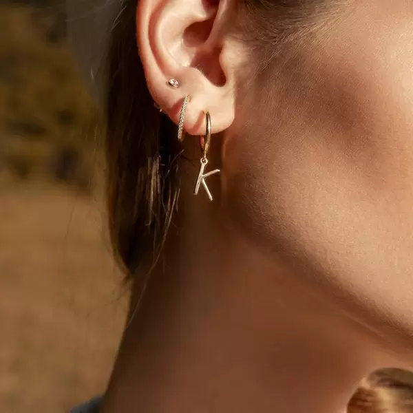 Leaf Jewelry Buchstaben Creole, 18 K Rosegold vergoldet, B Saisonschlussverkauf