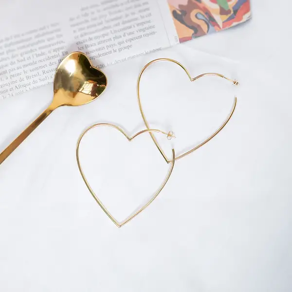 Leaf Jewelry Creole Herz, 60mm, 18K Gelbgold vergoldet Kauf eins, bekomm eins gratis