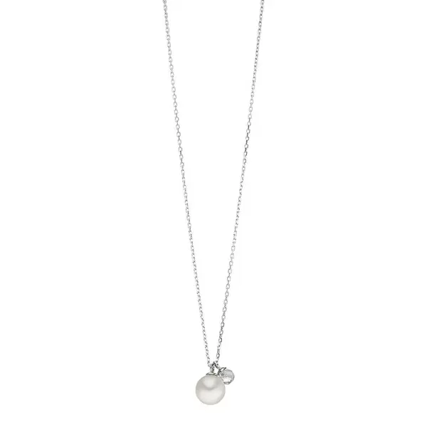 Leaf Jewelry Halskette Two Drop, 925 Sterlingsilber, Perle/Bergkristall Tägliche Deals