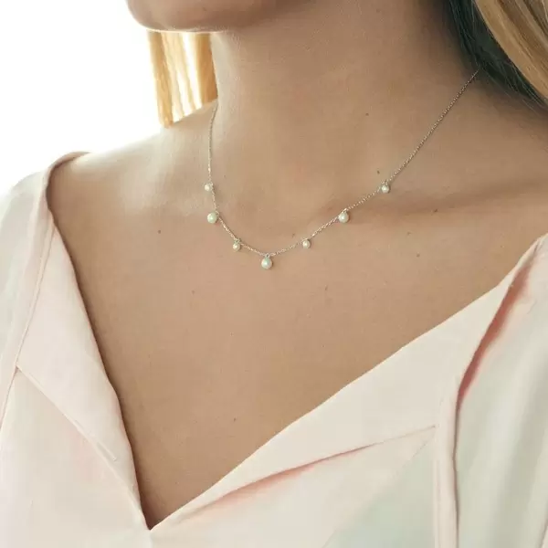 Leaf Jewelry Halskette Rain Drop, 925 Sterlingsilber, Perle Riesige Ersparnisse