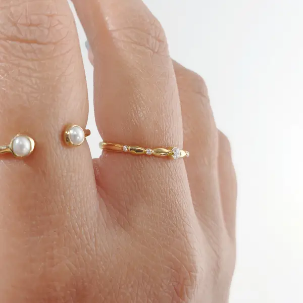 Leaf Jewelry Silber Ring mit Zirkonia, Gelbgold, Gr.52 Super Sparpreis