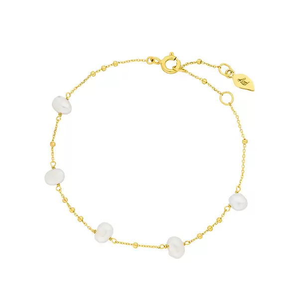 Leaf Jewelry Armkette Perle, 18 K Gelbgold vergoldet Letzte 3 Tage