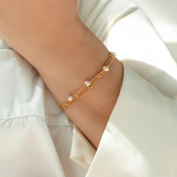 Leaf Jewelry Armkette Perle, 18 K Gelbgold vergoldet Letzte 3 Tage