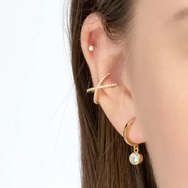 Leaf Jewelry Ear Mix, 4-er Set, 18 K Gelbgold vergoldet Letzter Tag